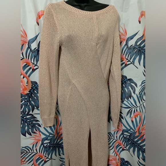 Venus Metallic Gold and Beige Maxi Dress Sz M - Picture 5 of 10